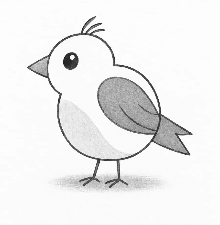 Simple bird, stage 4: Eye and finish