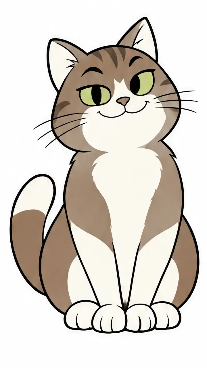 Cartoon cat, stage 7: Midtones