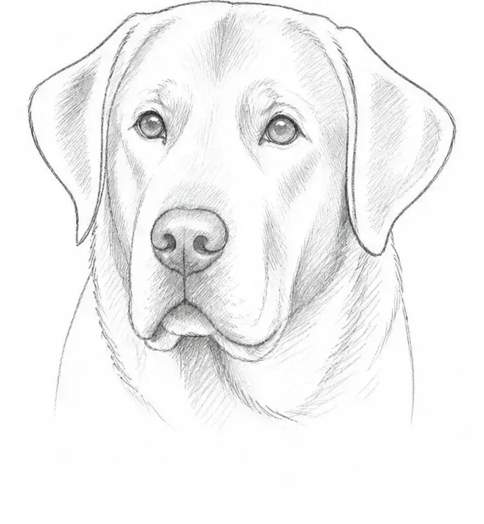 Labrador in graphite, stage 7: Midtones