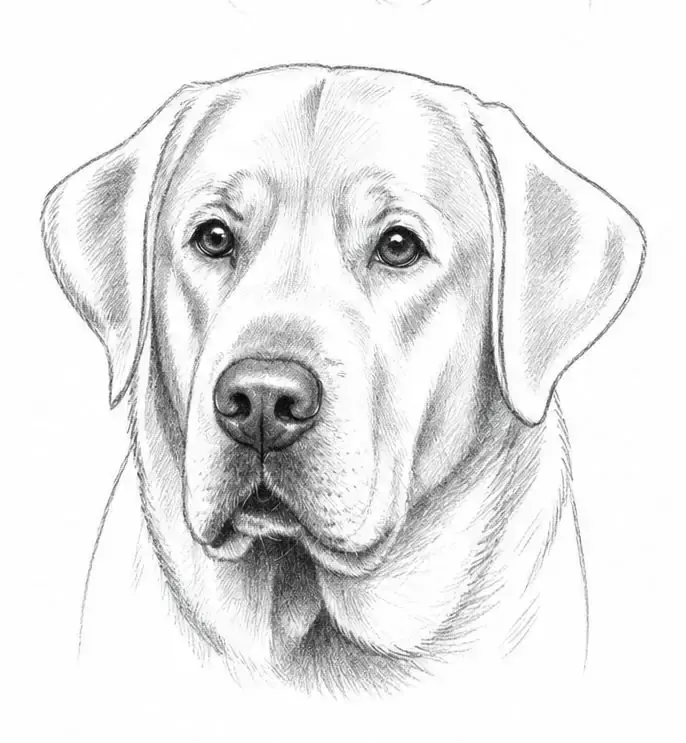 Labrador in graphite, stage 8: Accents