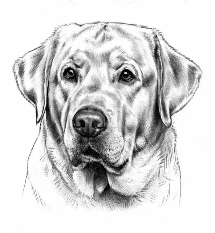 Labrador in graphite, stage 9: Finish