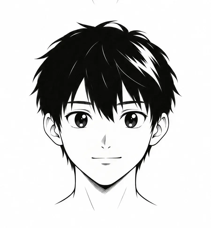 Manga face, stage 4: Highlights and cleanup