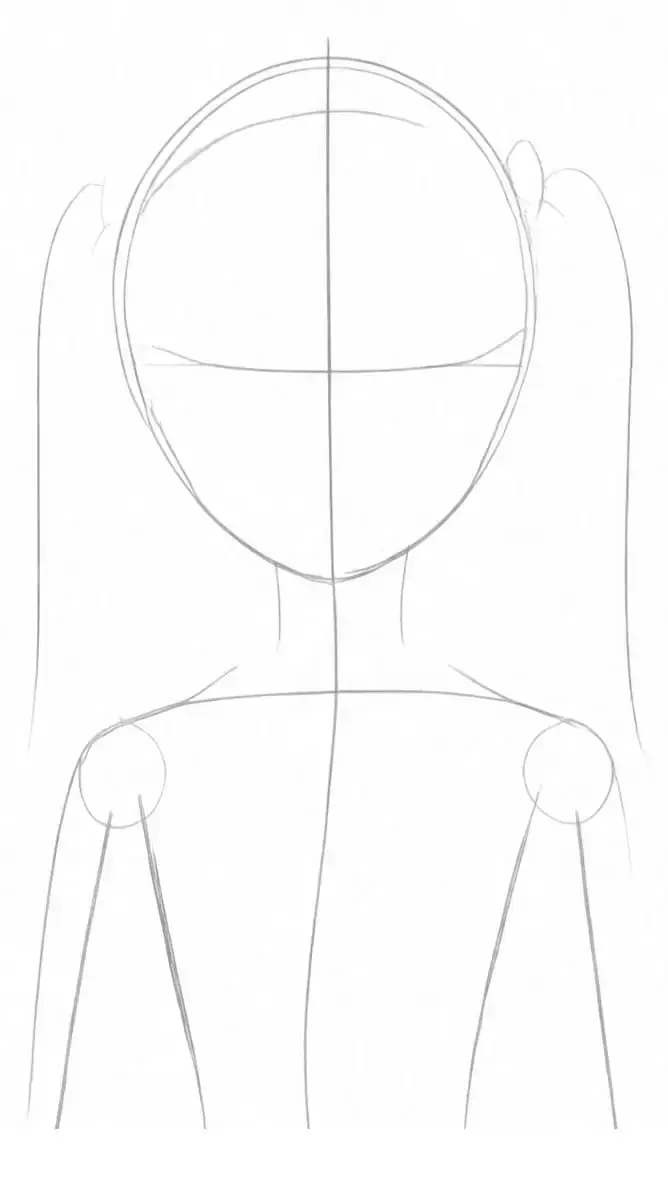 Manga schoolgirl, stage 1: Big shapes