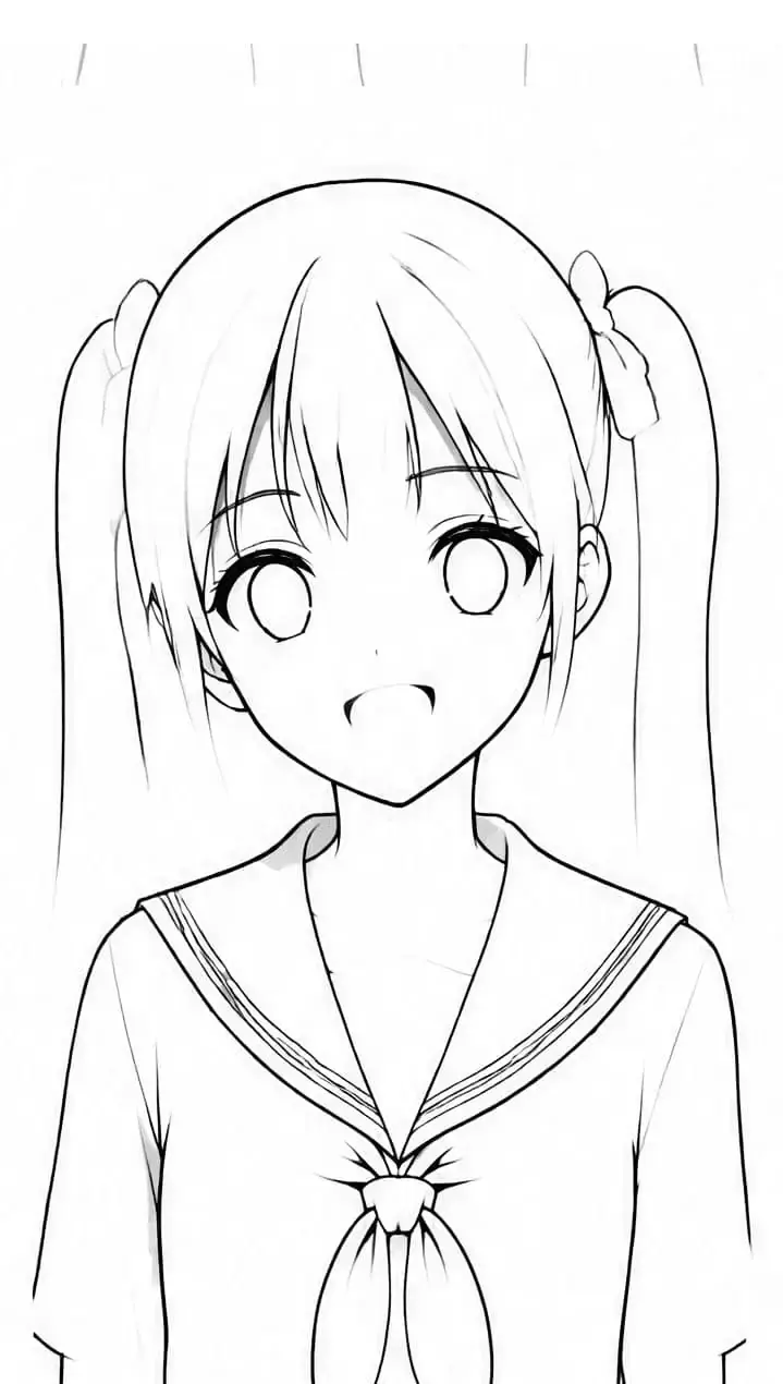 Manga schoolgirl, stage 5: Interior edges