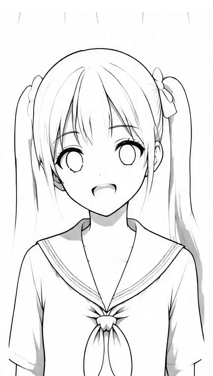 Manga schoolgirl, stage 6: Shadow shapes