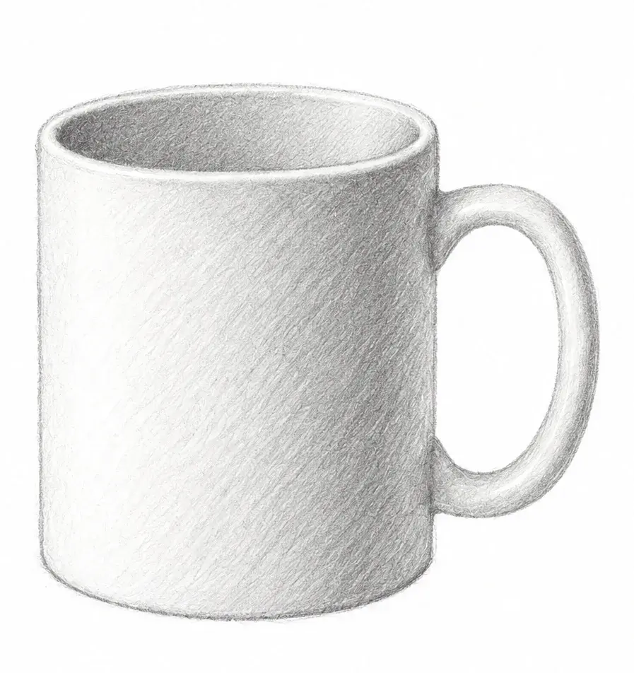 Simple mug, stage 3: Shade one side