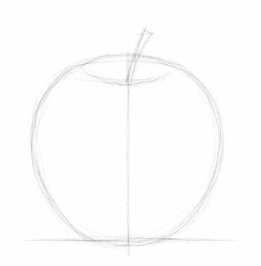 Shaded apple, stage 1: Round shape