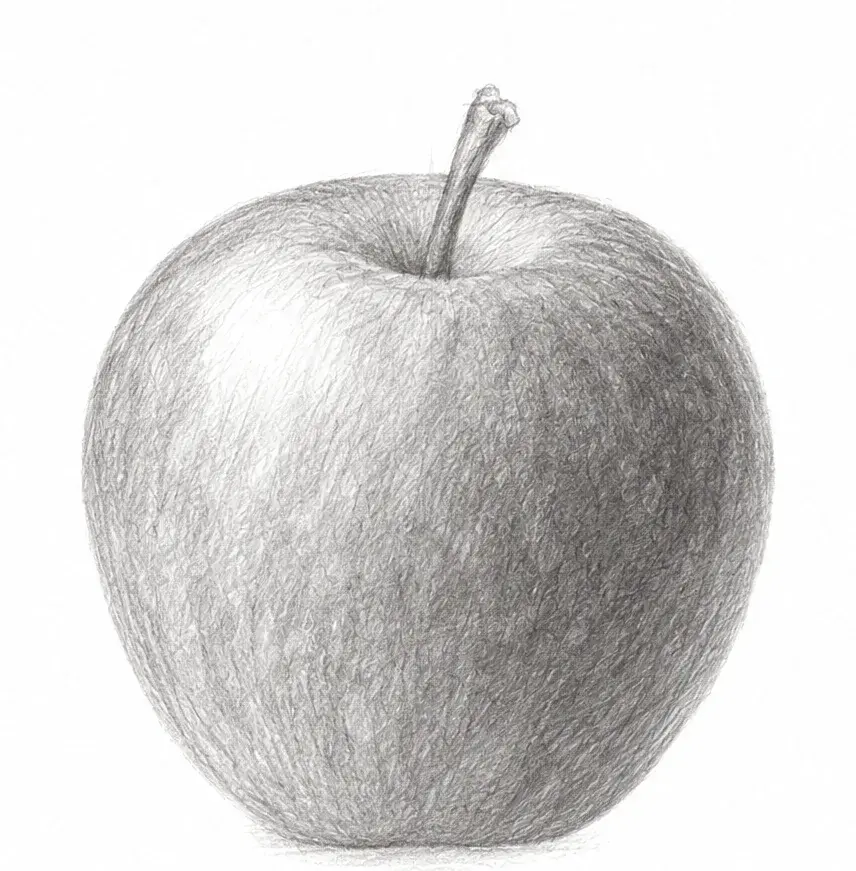 Shaded apple, stage 3: Shade the form