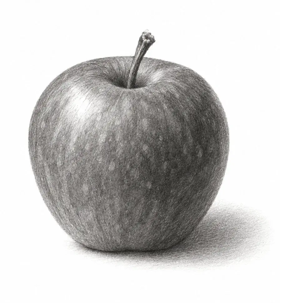 Shaded apple, stage 4: Core and cast shadow