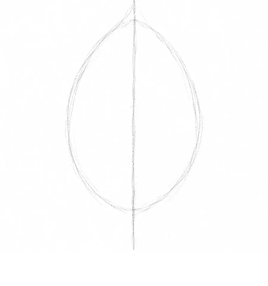 Watercolor leaf, stage 1: Leaf shape